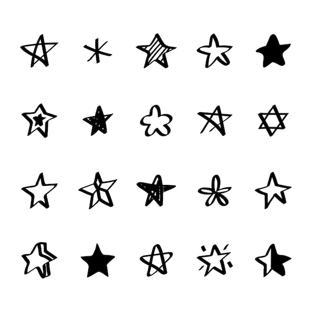 Bezpłatny wektor zbiór ilustrowanych ikon gwiazd