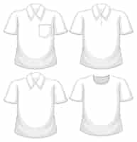 Bezpłatny wektor zbiór różnych białych koszul na białym tle