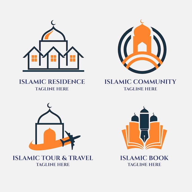 Bezpłatny wektor zbiór różnych logo islamskich