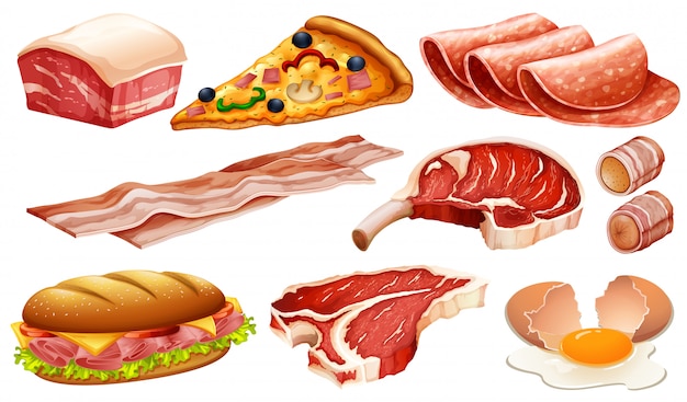Zbiór różnych produktów mięsnych