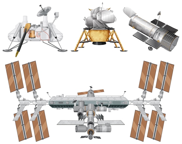 Bezpłatny wektor zbiór różnych satelitów