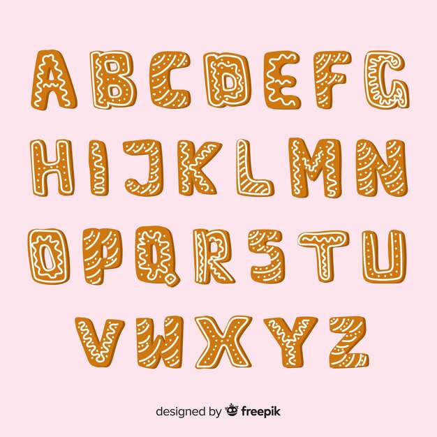 Bezpłatny wektor zdobiony alfabet z piernika