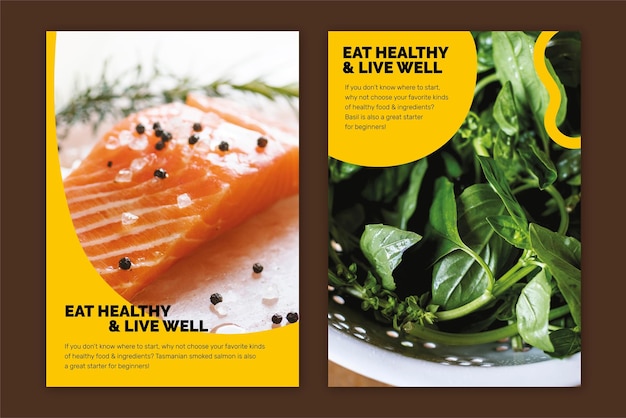 Zdrowa Dieta Szablon Wektor Marketingowy Styl życia Kolekcja Plakatów