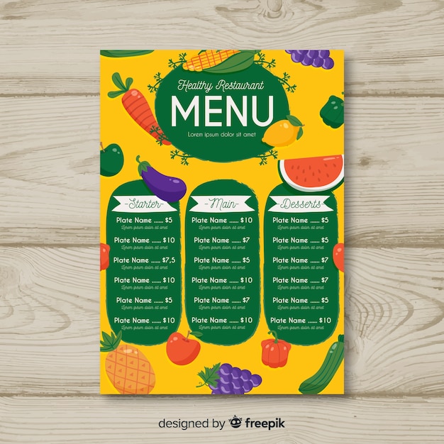 Zdrowy Szablon Menu