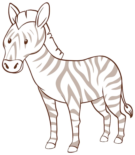 Zebra w prostym stylu doodle na białym tle