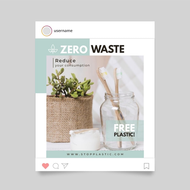 Bezpłatny wektor zero marnotrawstwa instagram story concept