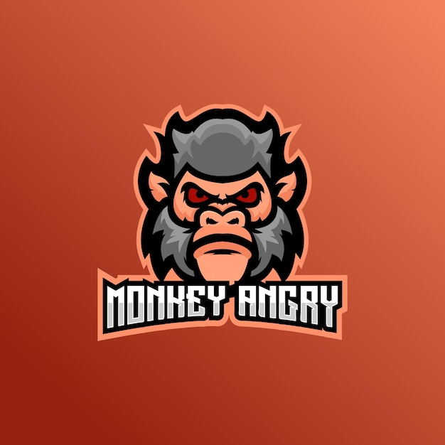 Bezpłatny wektor zespół e-sportowy maskotki wściekłego logo małpy