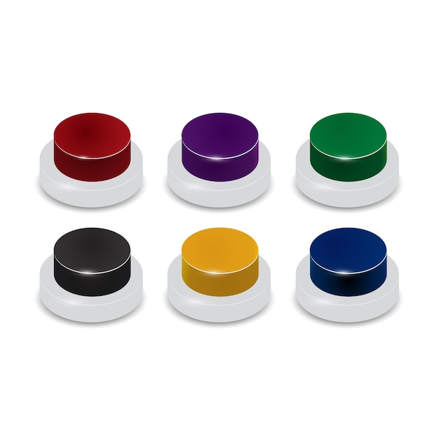 Bezpłatny wektor zestaw 6 kolorowych przycisków