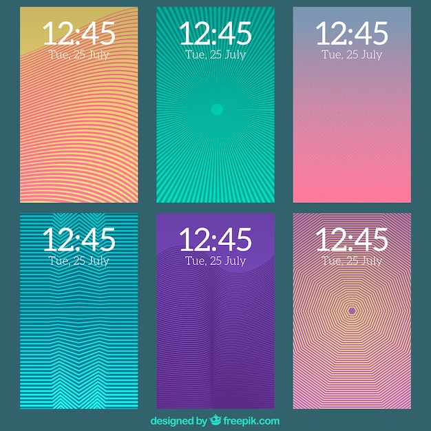 Bezpłatny wektor zestaw abstrakcyjnych paskowych tapet