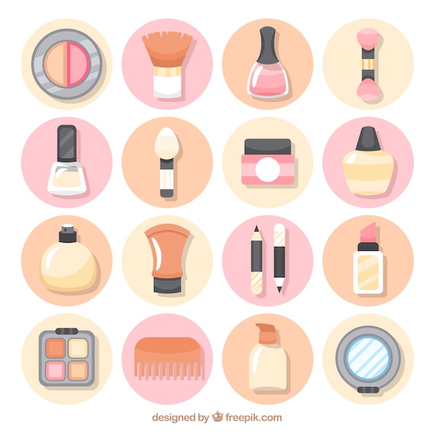 Bezpłatny wektor zestaw akcesoriów kosmetycznych