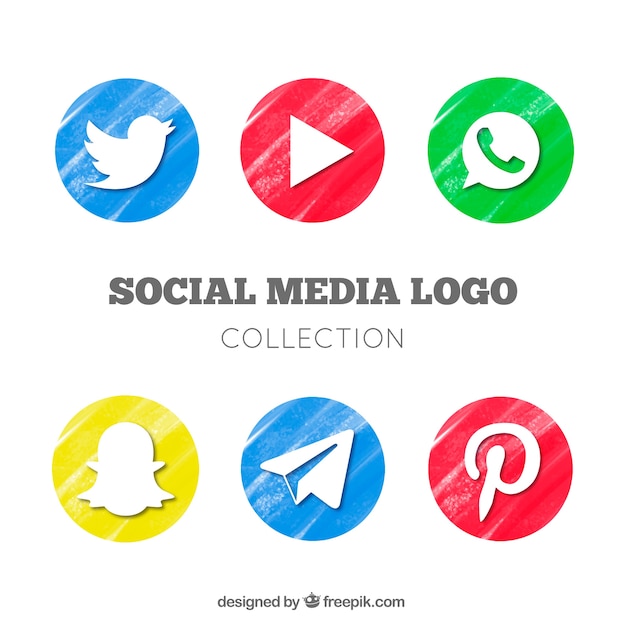 Bezpłatny wektor zestaw akwareli logo społecznościowych