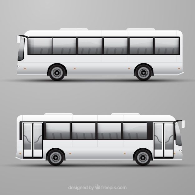 Bezpłatny wektor zestaw autobusowy z różnymi perspektywami