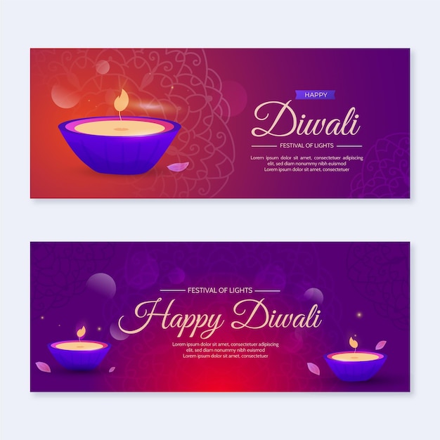 Bezpłatny wektor zestaw banerów diwali