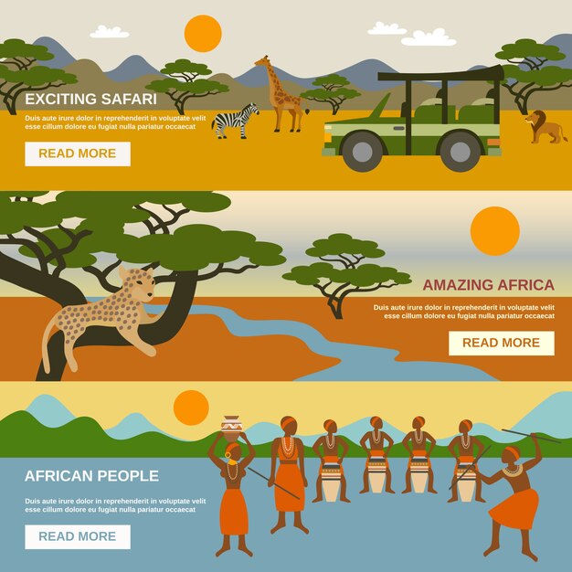 Bezpłatny wektor zestaw bannerów afrykańskich