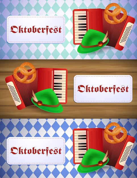 Zestaw Bannerów Oktoberfest Z Akordeonem