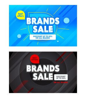 Zestaw bannerów reklamowych z typografii sprzedaży marek.