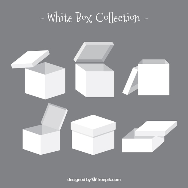 Zestaw białych pudełek do wysyłki