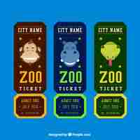 Bezpłatny wektor zestaw biletów zoo