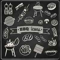 Bezpłatny wektor zestaw chalkboard barbecue