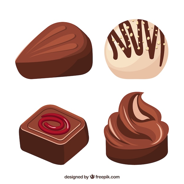 Zestaw czekoladowych cukierków o różnych smakach