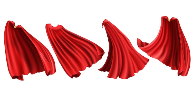 Bezpłatny wektor zestaw czerwonych pelerynek superbohatera