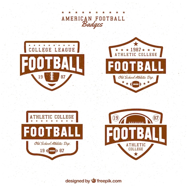 Zestaw Czterech Amerykańskich Odznak Piłkarskich W Stylu Retro