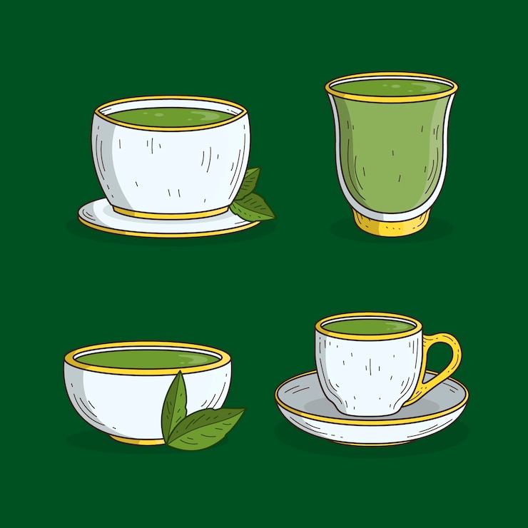 Bezpłatny plik Wektor zestaw do herbaty matcha
