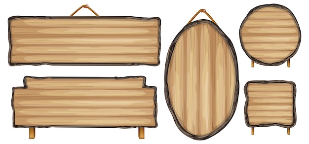 Bezpłatny wektor zestaw drewnianych banerów znakowych