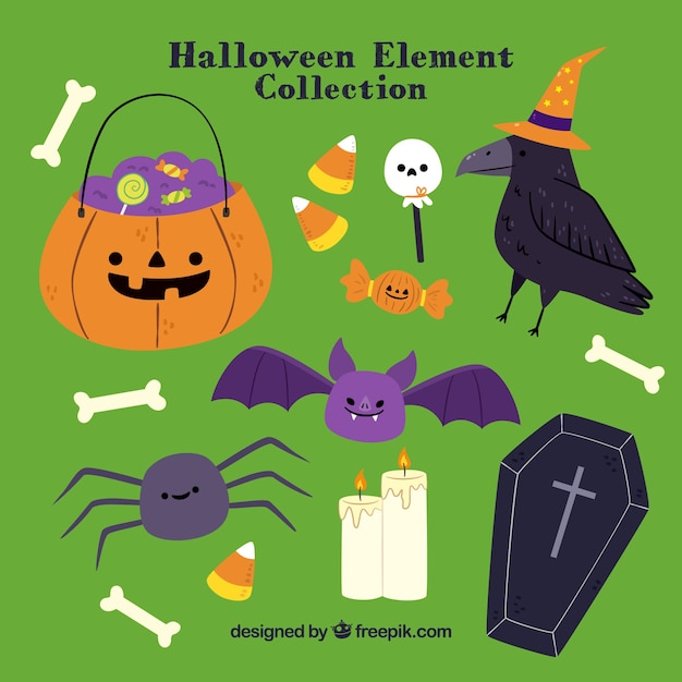 Zestaw dyni z cukierków i innych elementów halloween