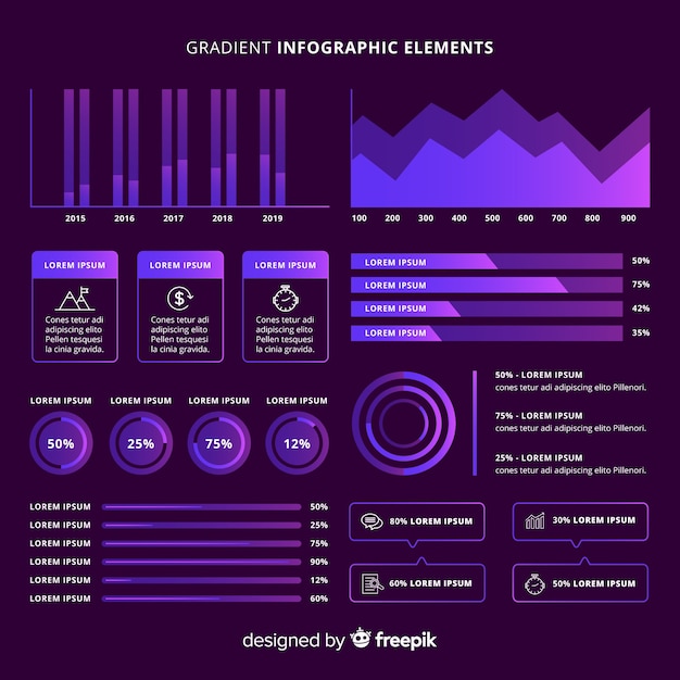 Zestaw Elementów Gradientowych Infographic