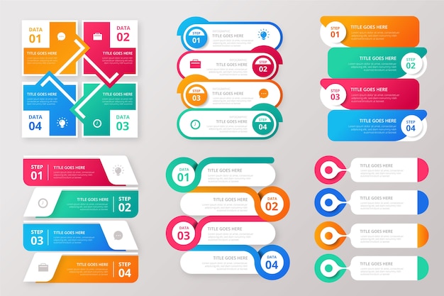 Zestaw Elementów Gradientu Infographic