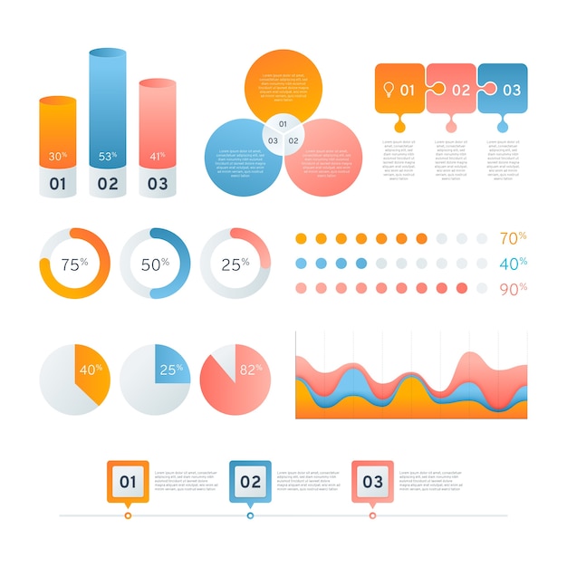 Zestaw Elementów Gradientu Infographic