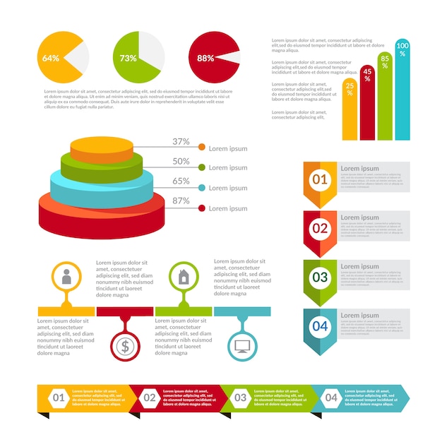 Zestaw Elementów Infographic Płaska Konstrukcja