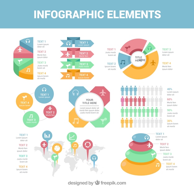 Bezpłatny wektor zestaw elementów infographic