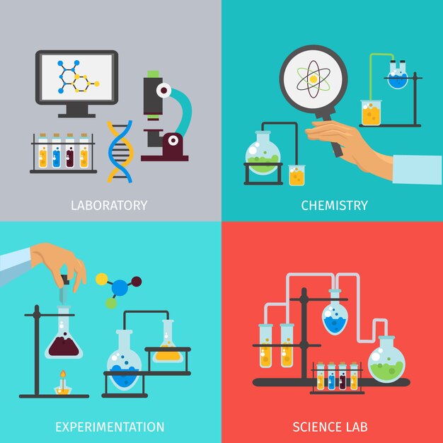Zestaw elementów płaskich laboratorium chemii