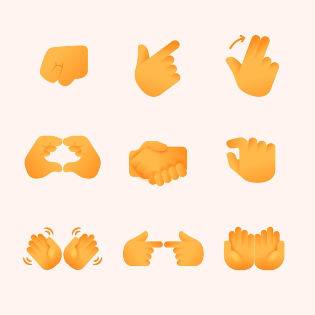 Bezpłatny wektor zestaw elementów rąk emoji