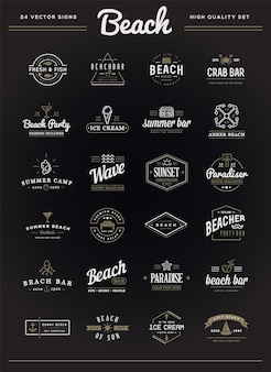 Zestaw elementów vector beach sea bar i summer może być używany jako logo lub ikona w jakości premium