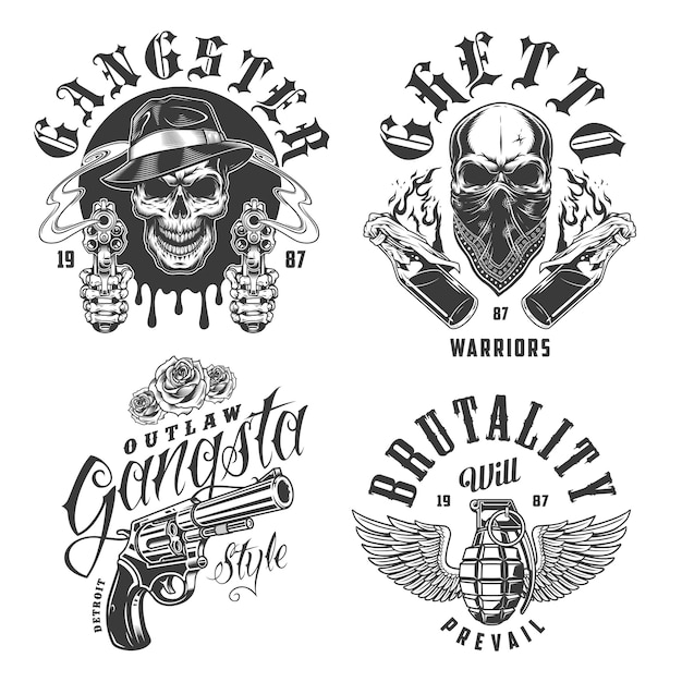 Zestaw emblematów gangstera