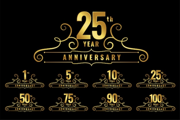 Bezpłatny wektor zestaw emblematów logo rocznicy premium