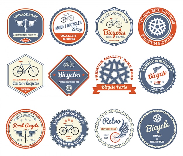 Bezpłatny wektor zestaw emblematów rowerowych