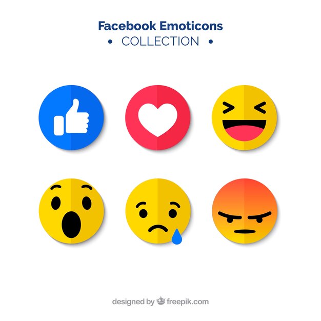 Zestaw emotikonów facebook w stylu płaski