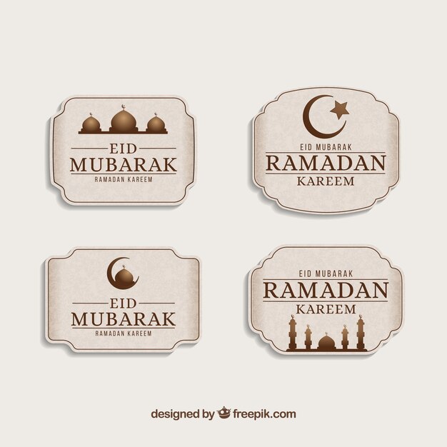 Zestaw etykiet ramadan w stylu płaski