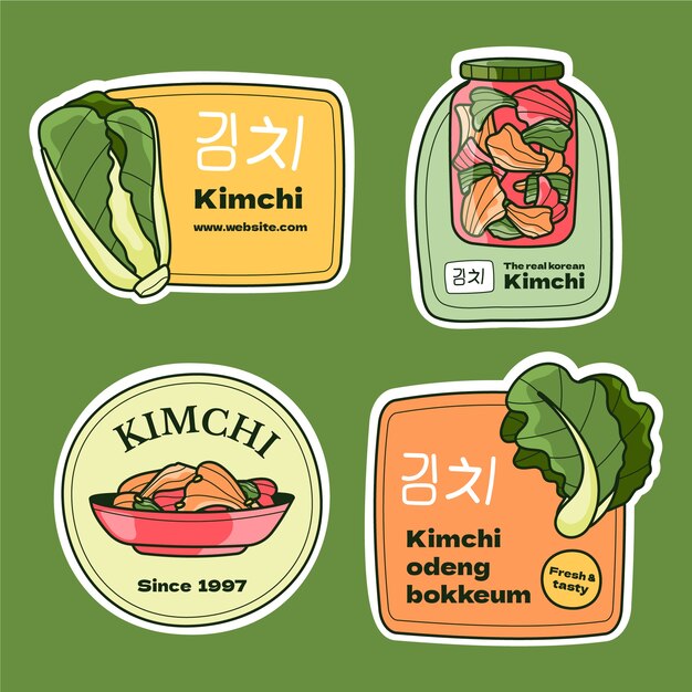 Zestaw etykiet żywności Kimchi