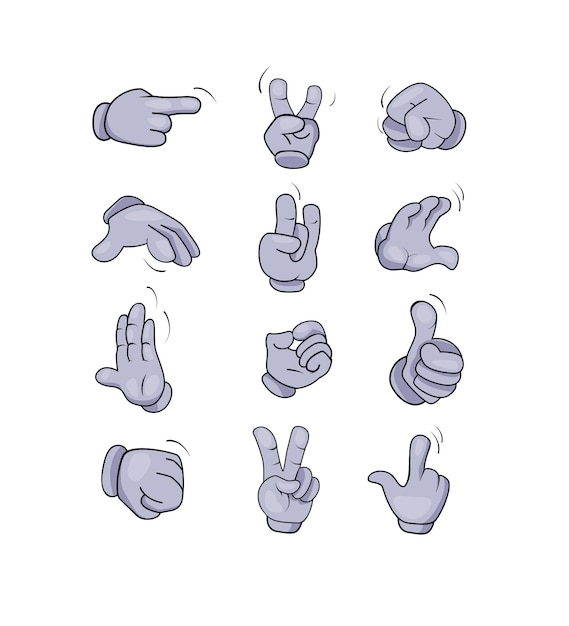 Bezpłatny wektor zestaw gestów postaci z kreskówek