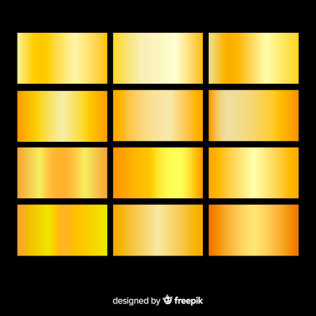 Bezpłatny wektor zestaw gradientu metaliczny złota tekstury