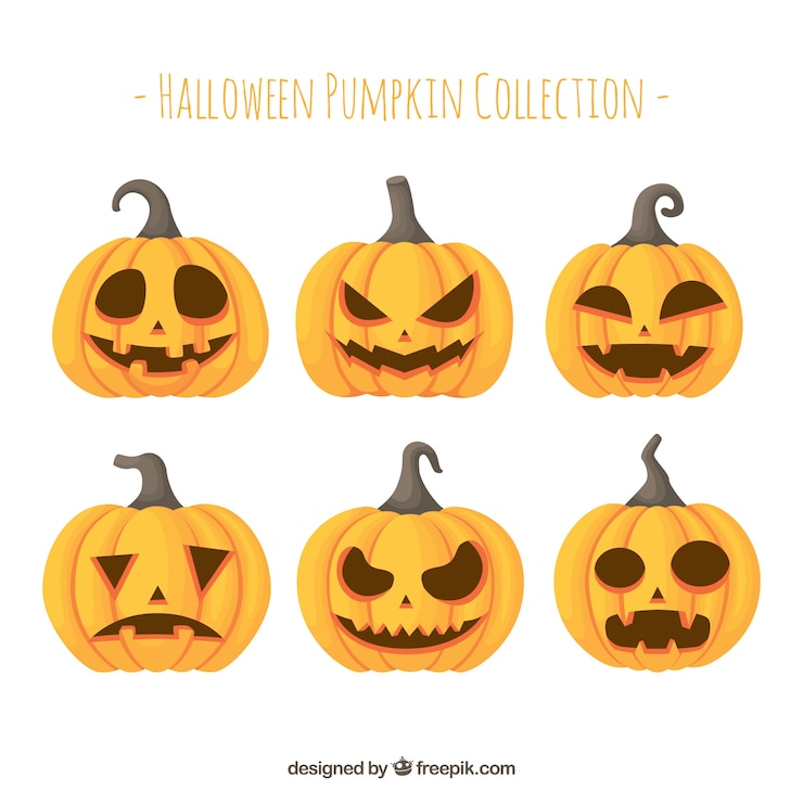 Bezpłatny plik Wektor zestaw halloween dynie dekoracyjne