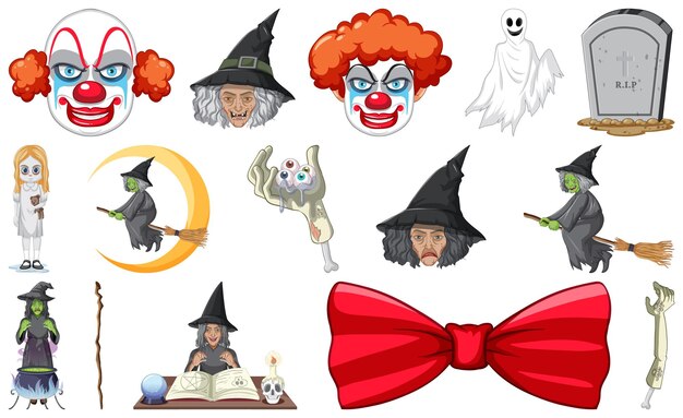 Zestaw horrorów halloweenowych i postaci z kreskówek