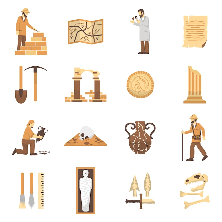 Bezpłatny plik Wektor zestaw ikon archeologii