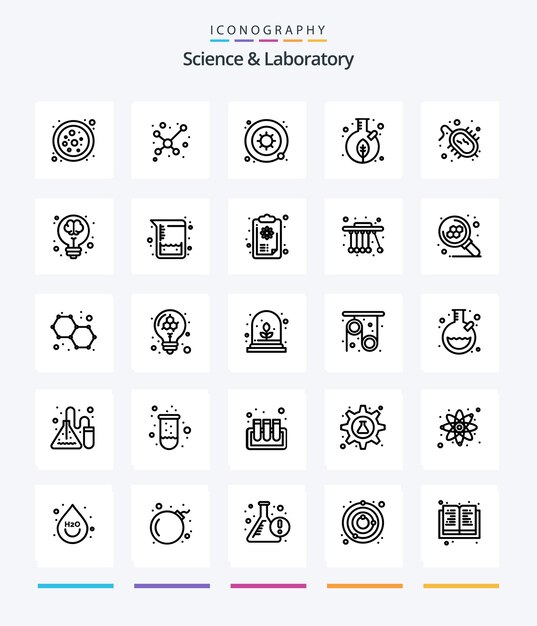 Zestaw ikon Creative Science 25 OutLine, takich jak wirus, bakteria, wirus, roślina słoika