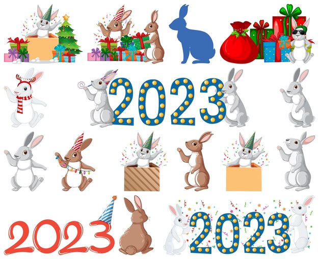 Zestaw ikon elementu nowego roku 2023